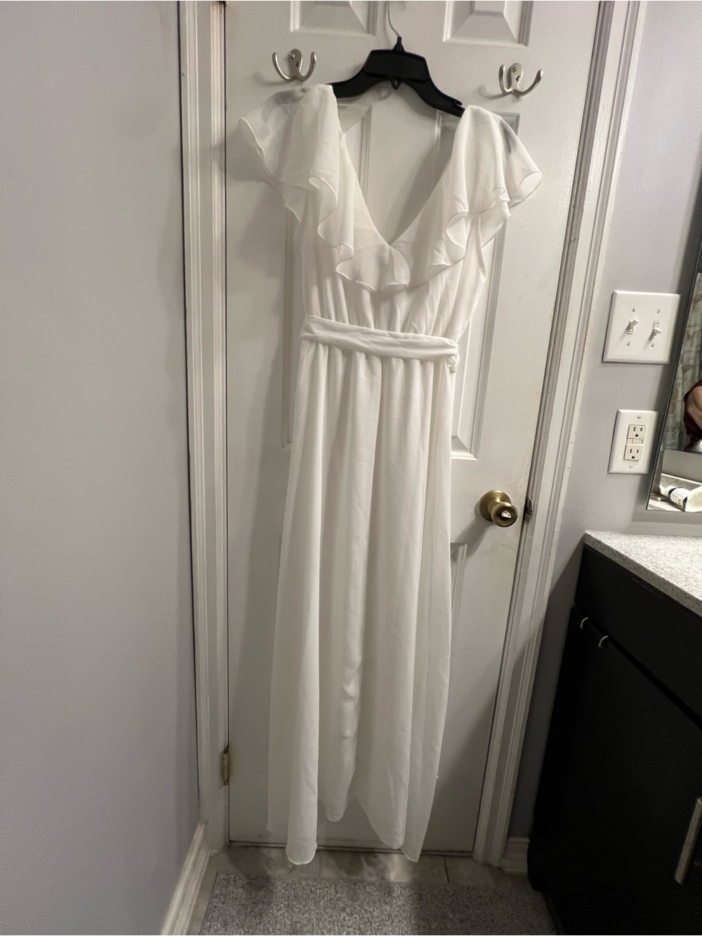 Simple White Ruffle Wrap Maxi Dress - Picture 4 of 6